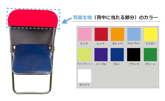 パイプ椅子カバー　背面生地の案内写真