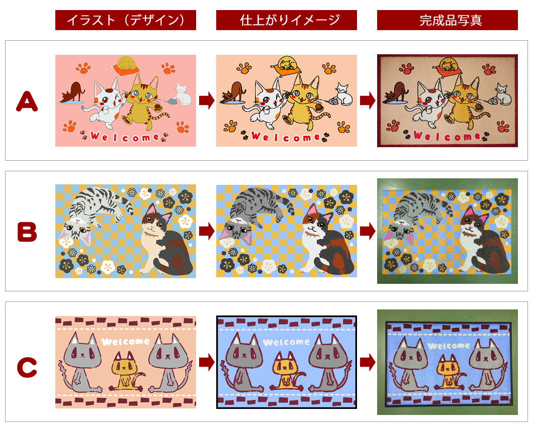 猫の玄関マットのデザインテンプレート画像